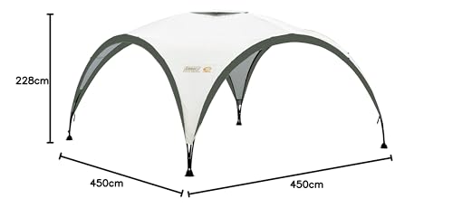 Coleman Gazebo, Event Shelter for Garden and Camping, Sturdy Steel Poles Construction, Large Tent, Portable Sun Shelter with Protection SPF 50, White/Green, XL - 4.5 x 4.5 m