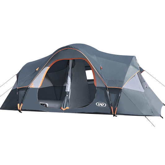 UNP 10-Person Family Camping Tent with 5 Large Mesh Windows, Double Layer & Waterproof Design (18' x 9' x 78")