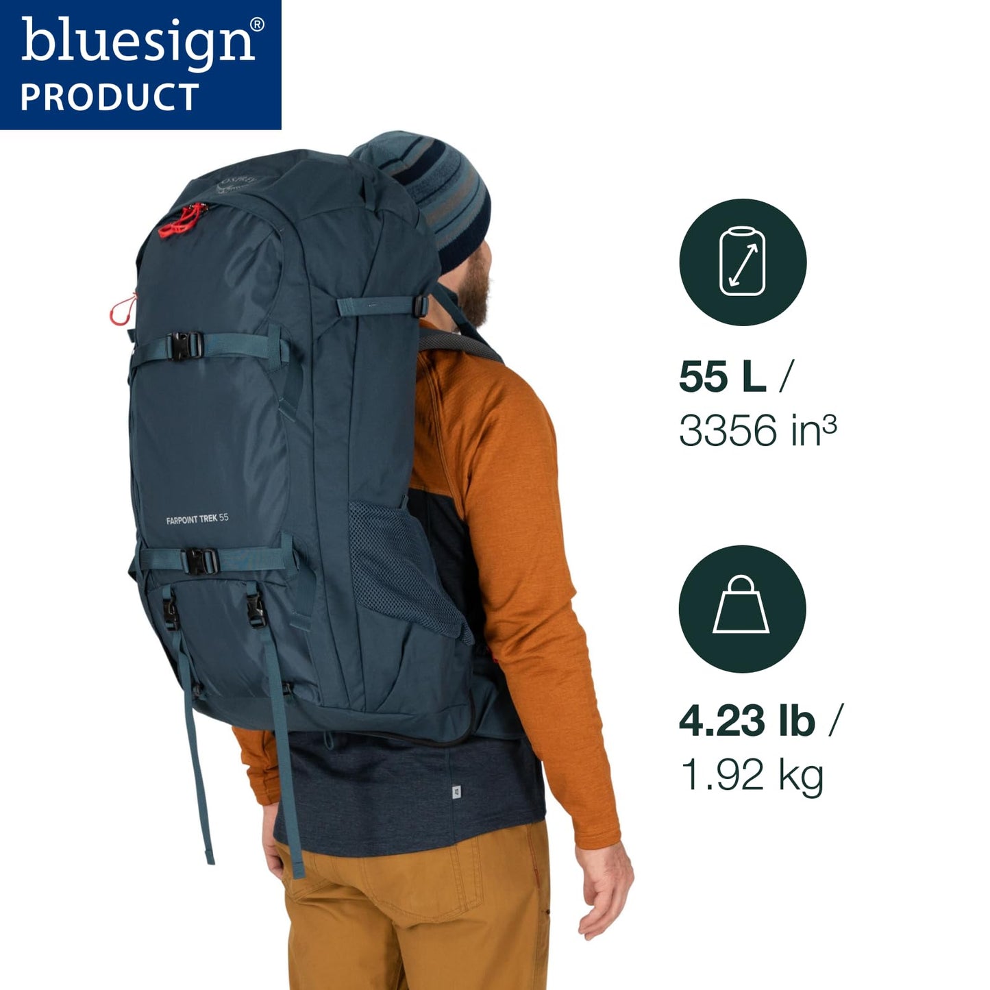 Osprey Farpoint Men's Backpack, 75L, Muted Space Blue, O/S