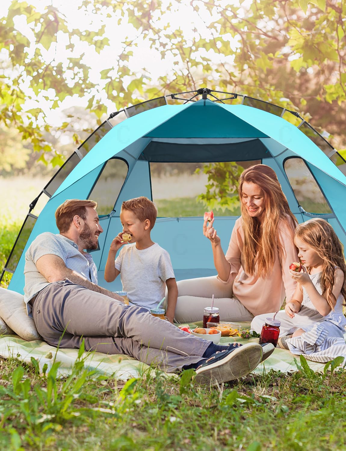 Glymnis Pop Up Beach Tent Large for 4-6 Person, Instant Pop Up Automatic Beach Tent UV Protection Sun Shelter Easy Setup for Family Picnic