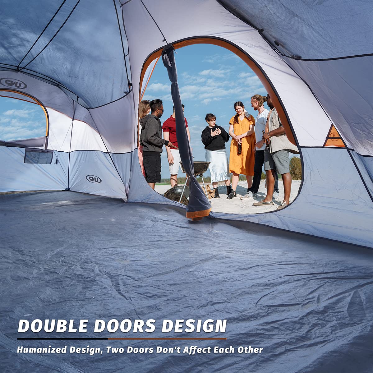 UNP 10-Person Family Camping Tent with 5 Large Mesh Windows, Double Layer & Waterproof Design (18' x 9' x 78")
