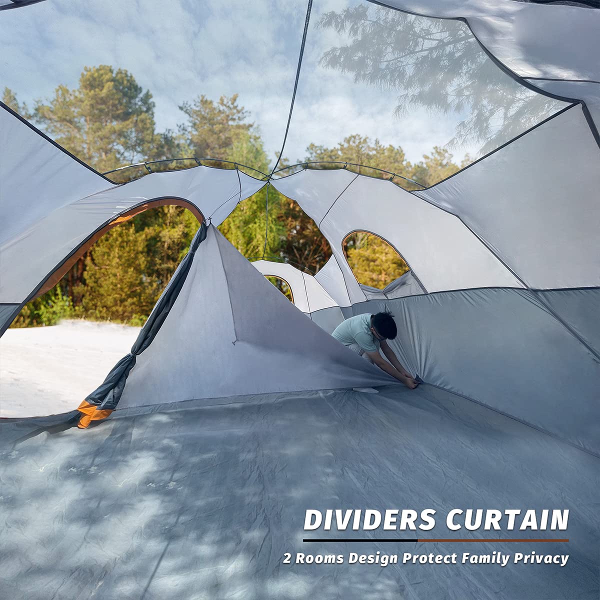 UNP 10-Person Family Camping Tent with 5 Large Mesh Windows, Double Layer & Waterproof Design (18' x 9' x 78")