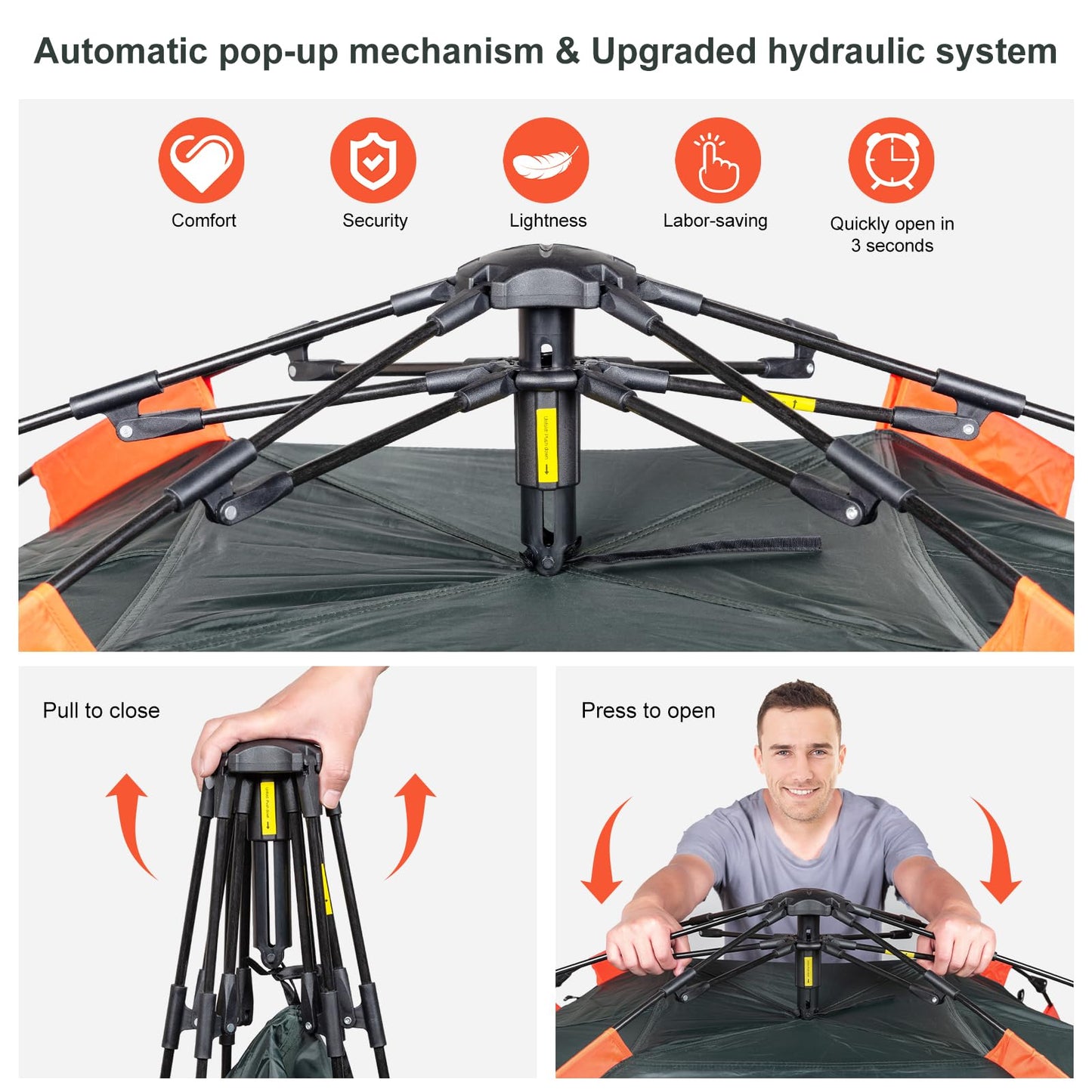 Amflip Camping Tent Automatic 1 Man Person Instant Tent Pop Up Ultralight Dome Tent 4 Seasons Waterproof & Windproof Camping Tent with Removable Outer Tarpaulin, Double Layers