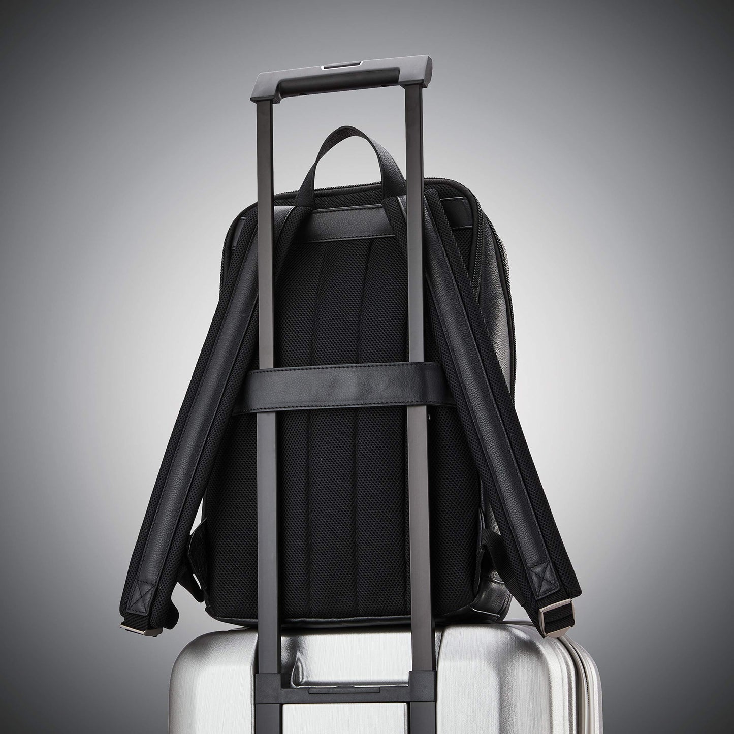 Samsonite Classic Leather Slim Backpack, Black, One Size, Classic Leather Slim Backpack