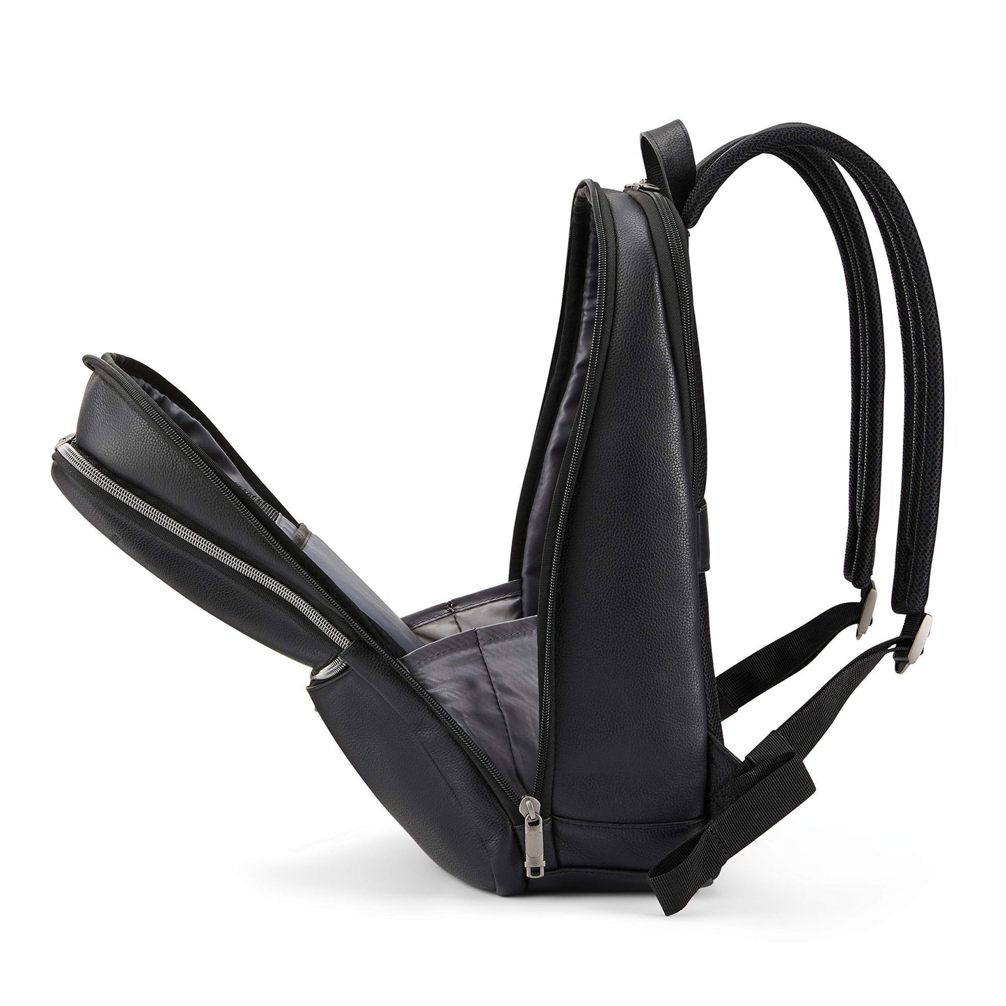 Samsonite Classic Leather Slim Backpack, Black, One Size, Classic Leather Slim Backpack