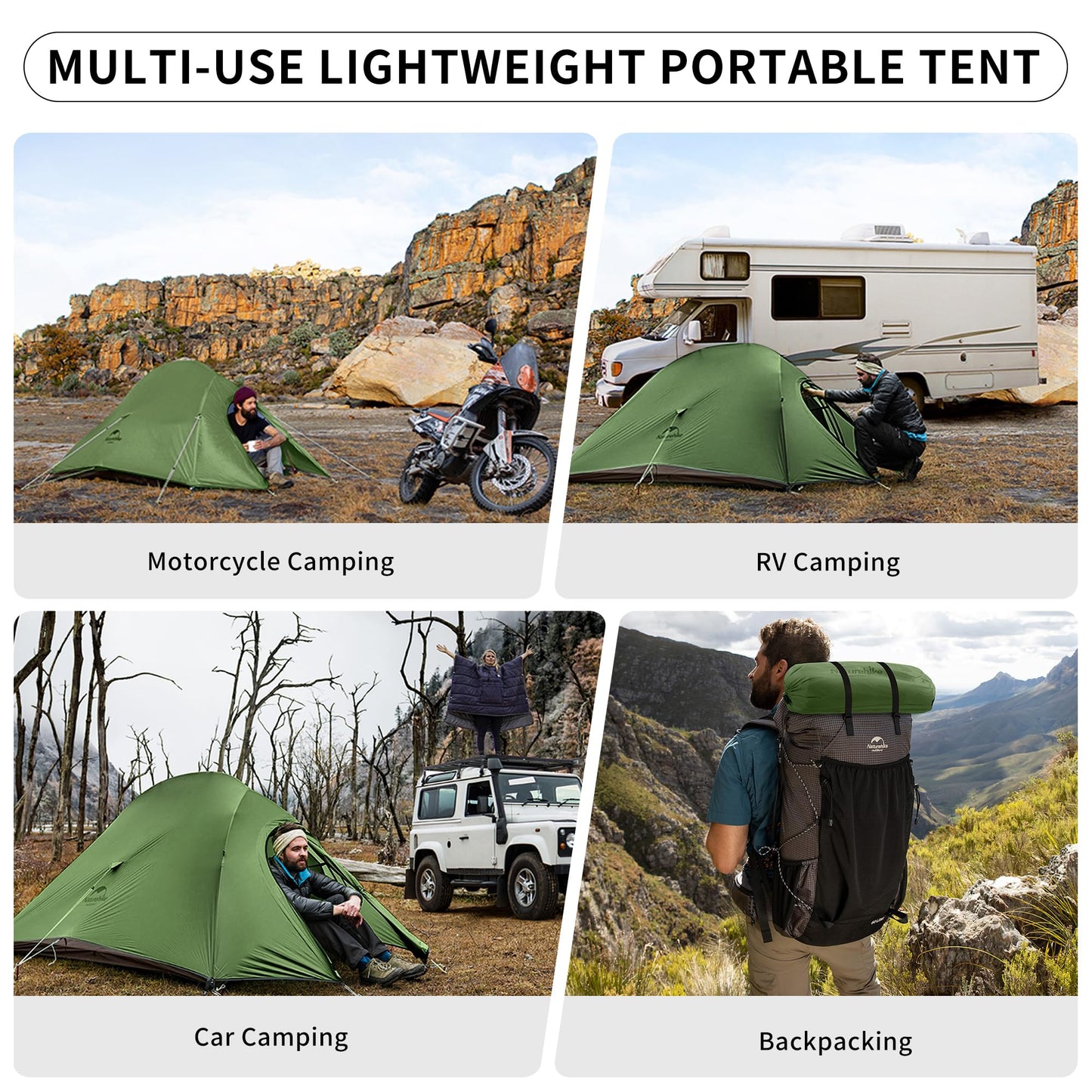 Naturehike Cloud-Up 2 Ultralight Tent Backpacking Tent for 2 Person Hiking Camping Outdoor (20D Forest Green Upgrade)