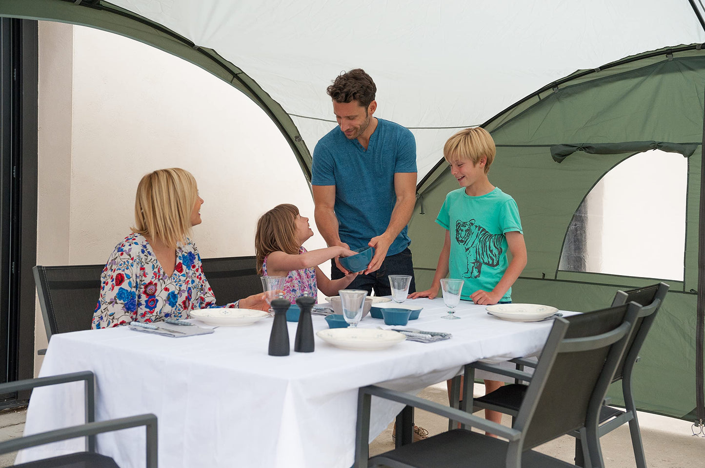 Coleman Gazebo, Event Shelter for Garden and Camping, Sturdy Steel Poles Construction, Large Tent, Portable Sun Shelter with Protection SPF 50, White/Green, XL - 4.5 x 4.5 m