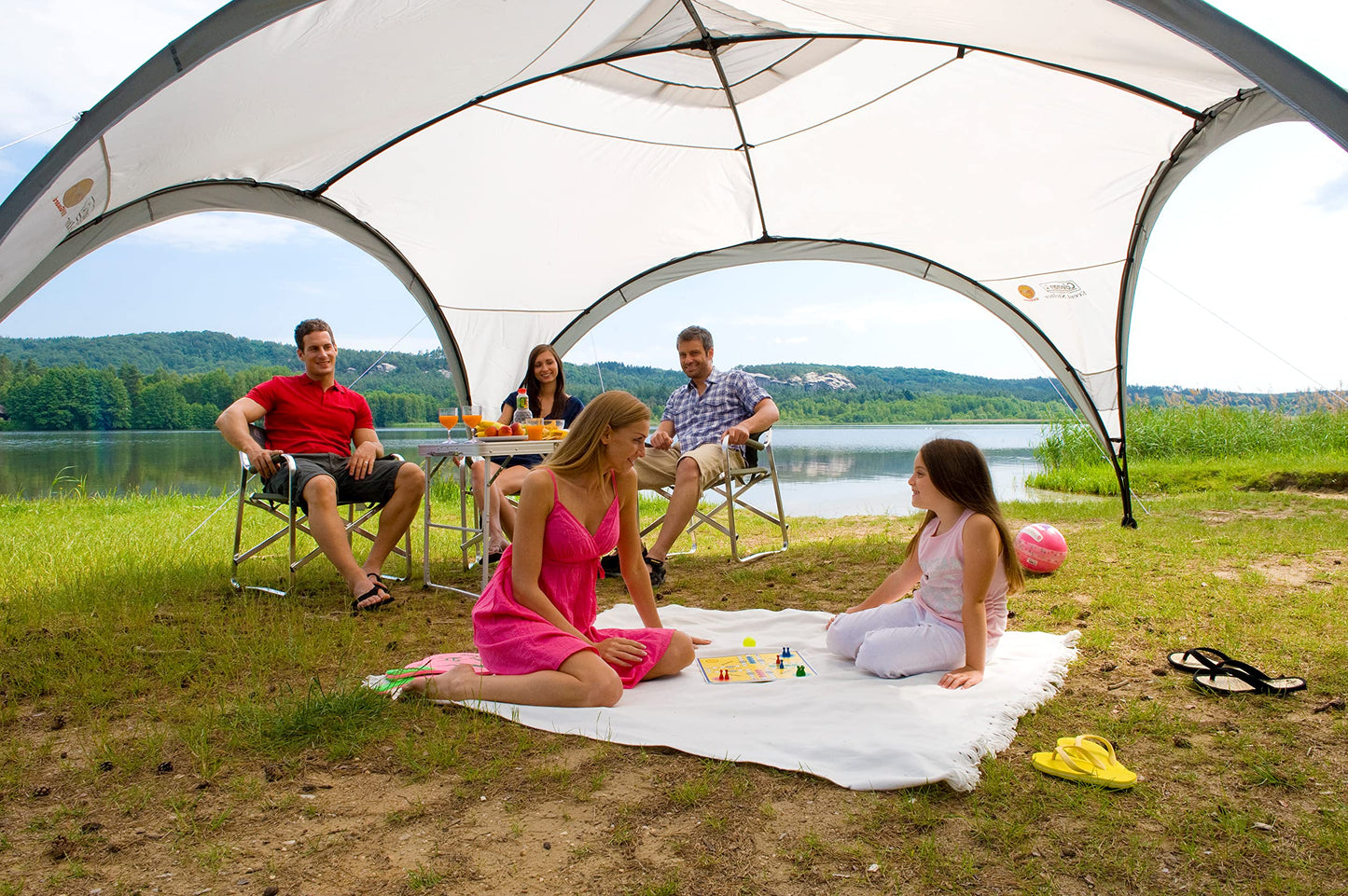 Coleman Gazebo, Event Shelter for Garden and Camping, Sturdy Steel Poles Construction, Large Tent, Portable Sun Shelter with Protection SPF 50, White/Green, XL - 4.5 x 4.5 m