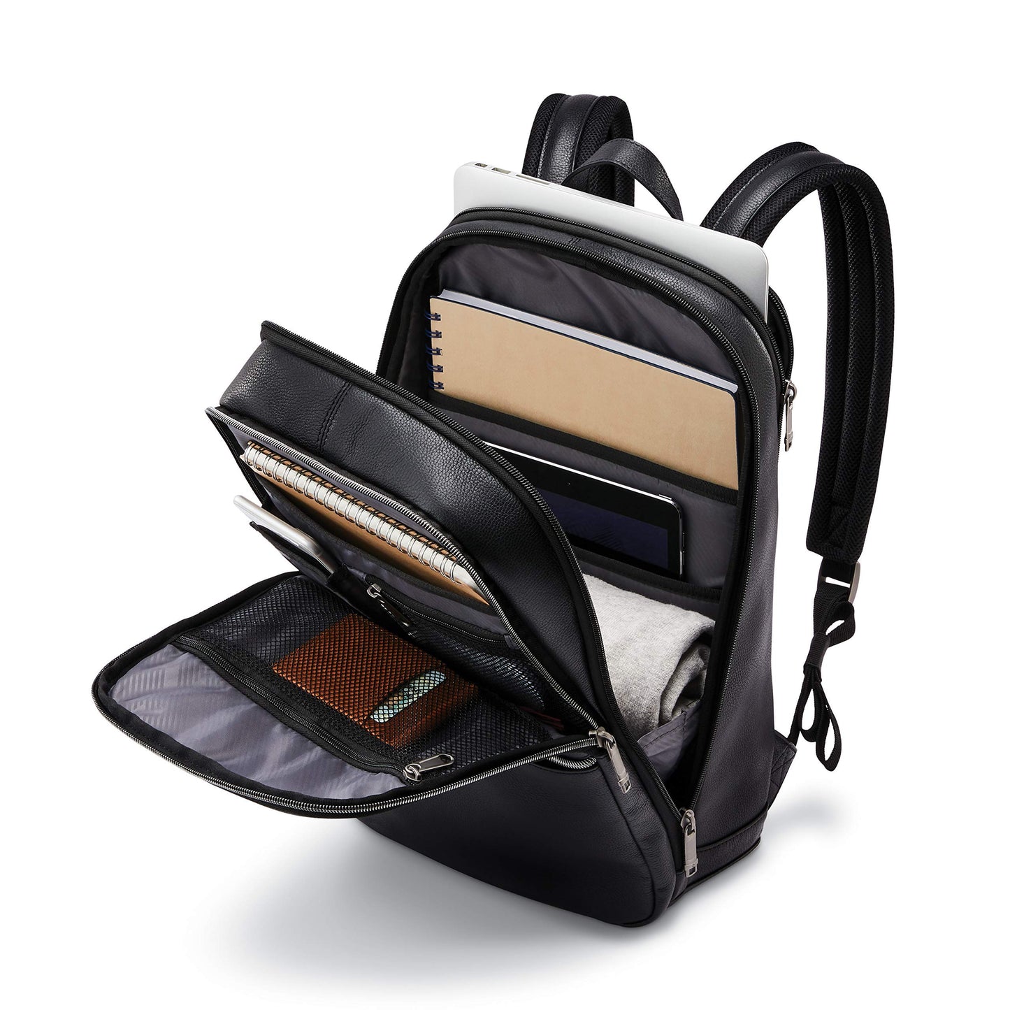 Samsonite Classic Leather Slim Backpack, Black, One Size, Classic Leather Slim Backpack