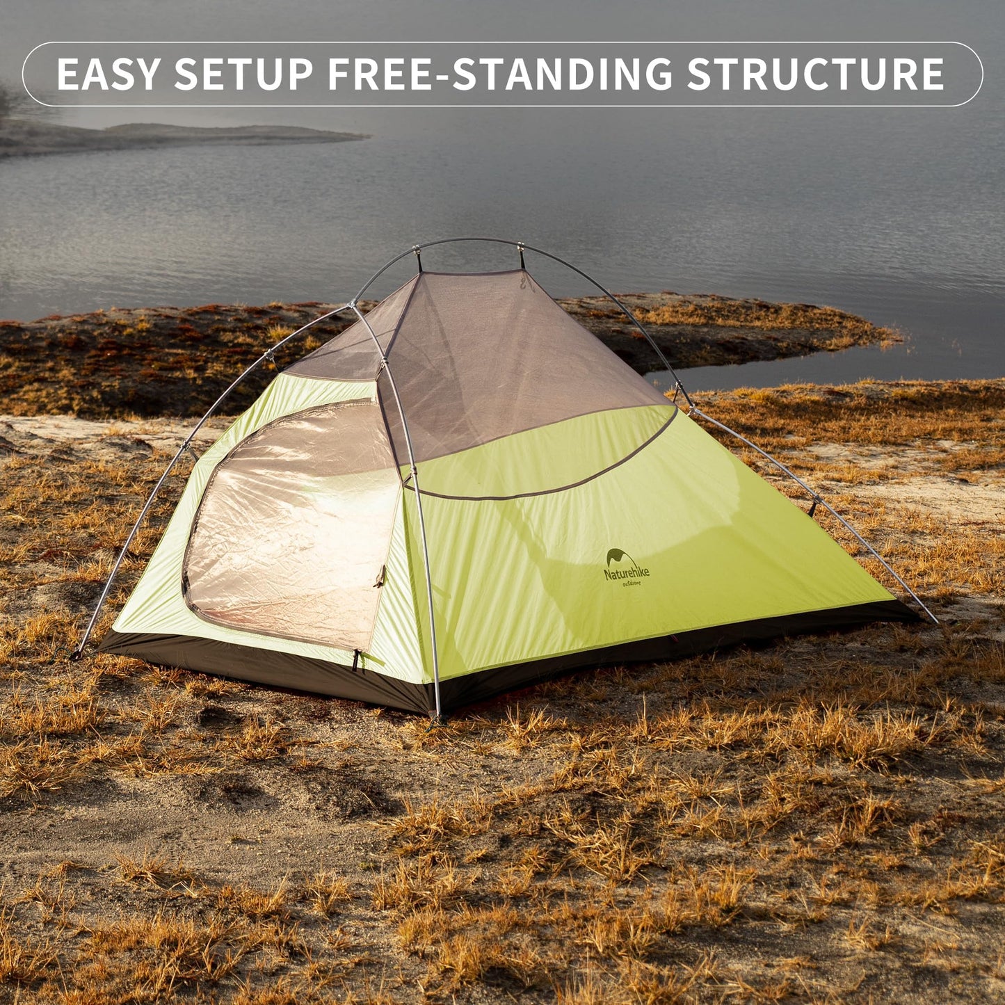 Naturehike Cloud-Up 2 Ultralight Tent Backpacking Tent for 2 Person Hiking Camping Outdoor (20D Forest Green Upgrade)