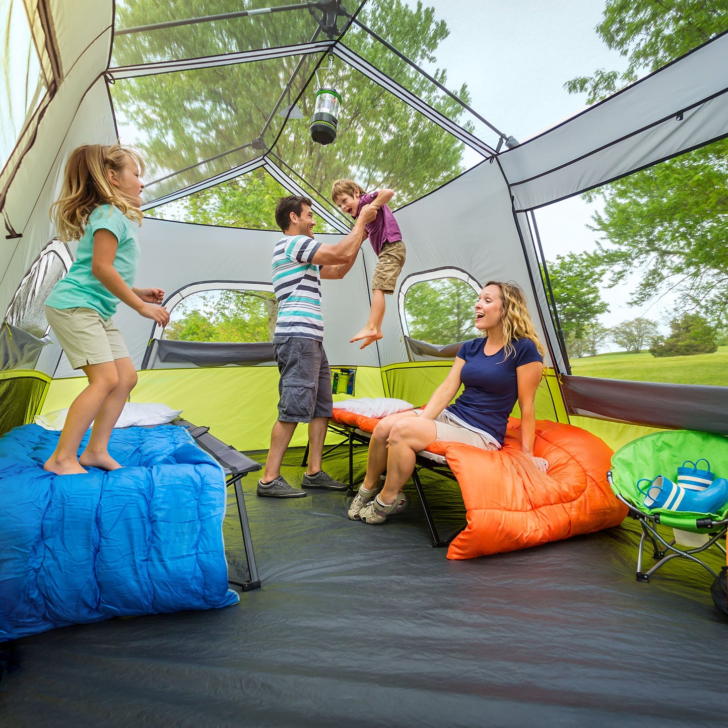 CORE 9-Person Instant Cabin Tent - Large Multi-Room Family Pop-Up Tent with Included Storage Pockets (2-Minute Setup)